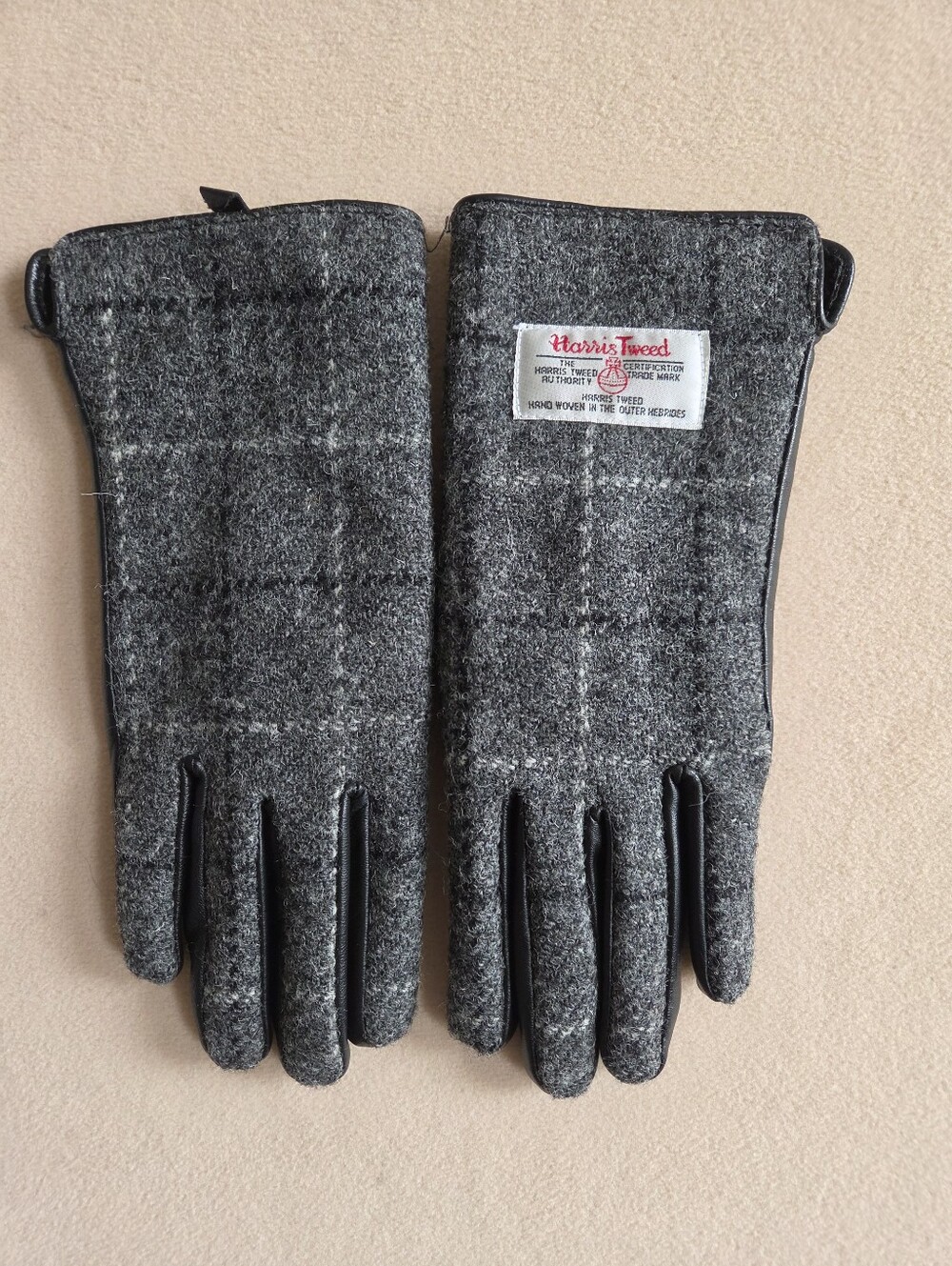 Glenn Appin Gloves Harris Tweed Scotland Leather Wool Sz Med